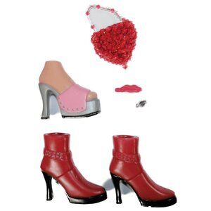 2003 Bratz Sweetheart Meygan Red Beaded Heart Purse Lip Hair Clip Pink Valentine